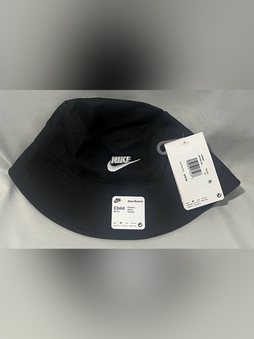 Nike Black Apex Bucket Hat with White Swoosh
